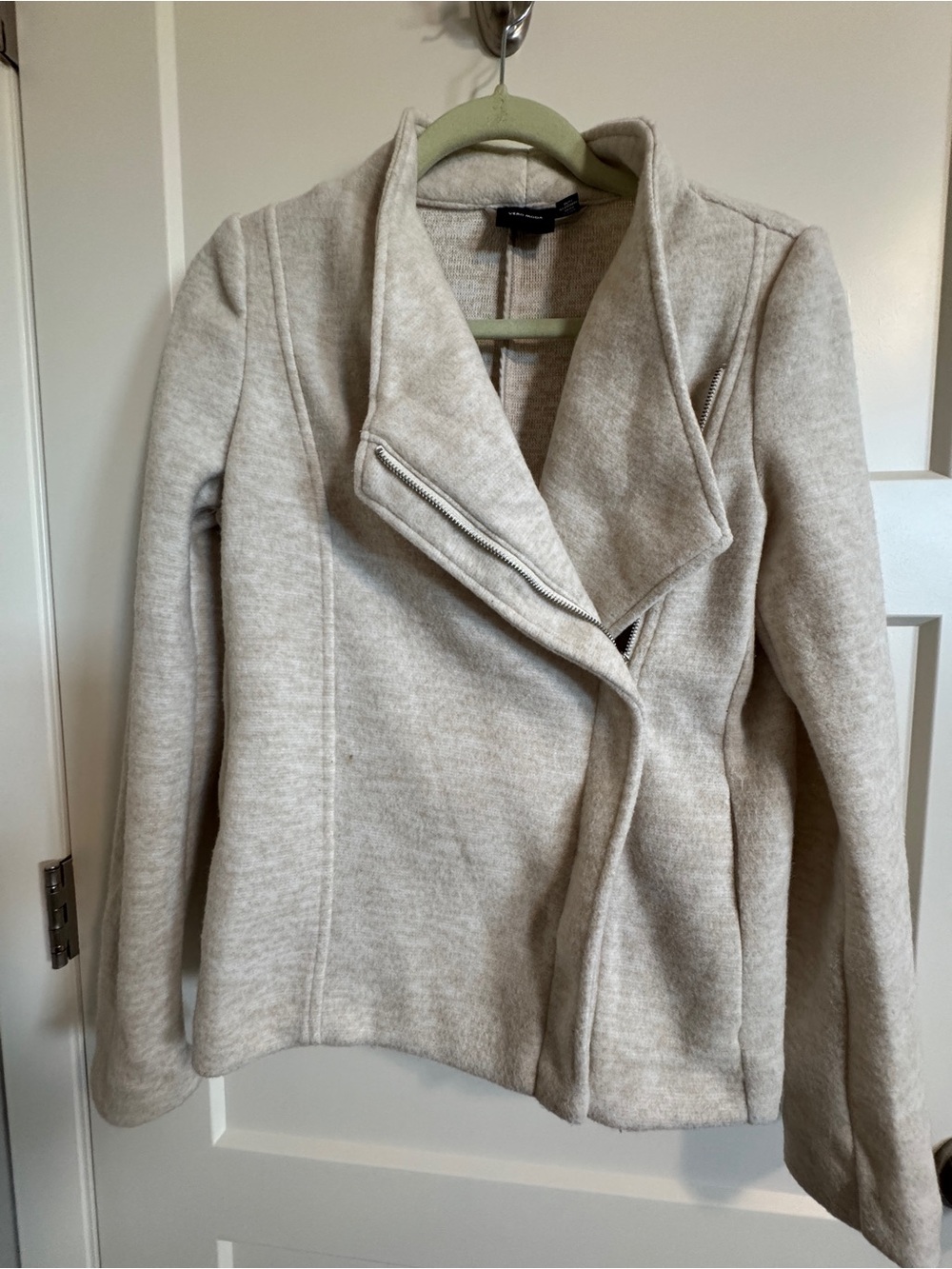 Vero Moda Cream Asymmetric Zip Sweater Jacket